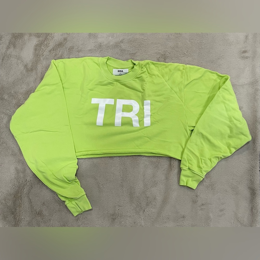 SOULCYCLE | Sam Crewneck Cropped Sweatshirt - Lime Green - TRI